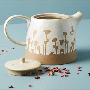 Anthropologie Teapot Herbiflora Handpainted
